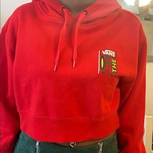 Red and black cropped hoodie